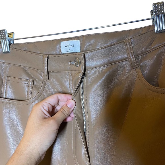 Wilfred The Melina Pant High-waisted Vegan Leather pants in Camel sz 8 - Picture 6 of 9